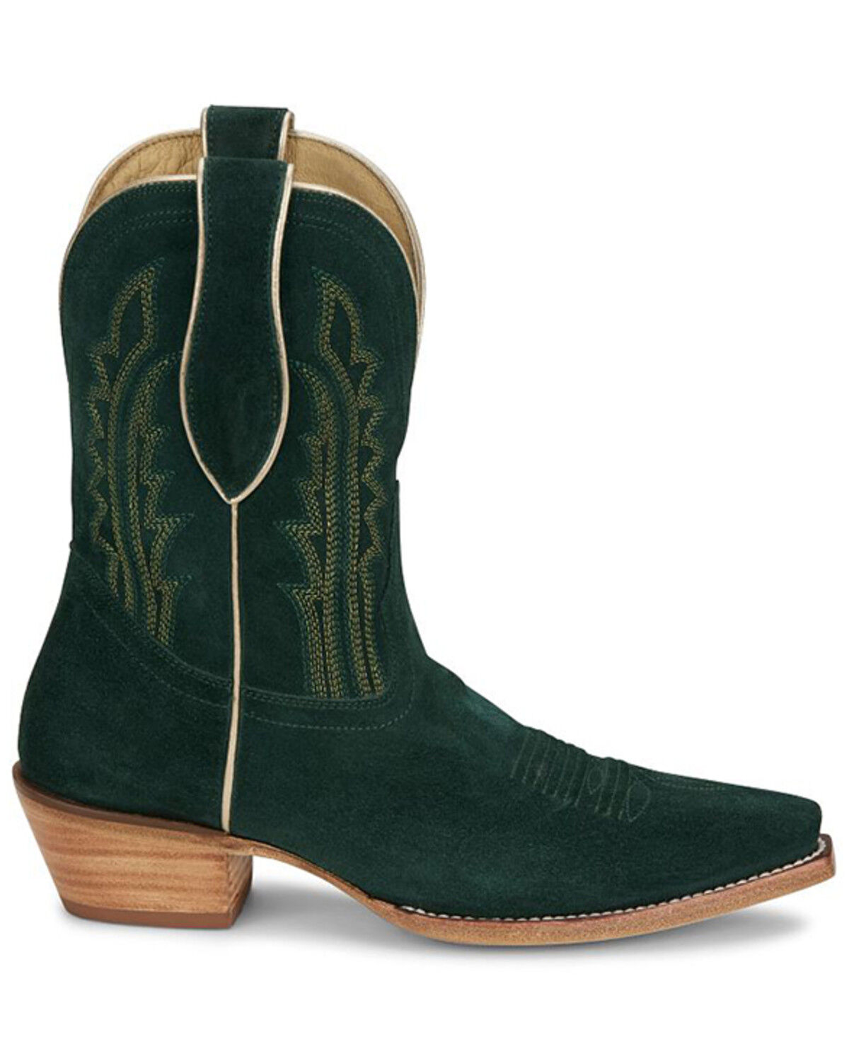 Image #2 - Tony Lama Women's Lea Suede Western Booties - Snip Toe, Green, hi-res