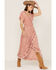 Talisman Women's Palm Springs Print Short Sleeve Maxi Wrap Dress, Red, hi-res