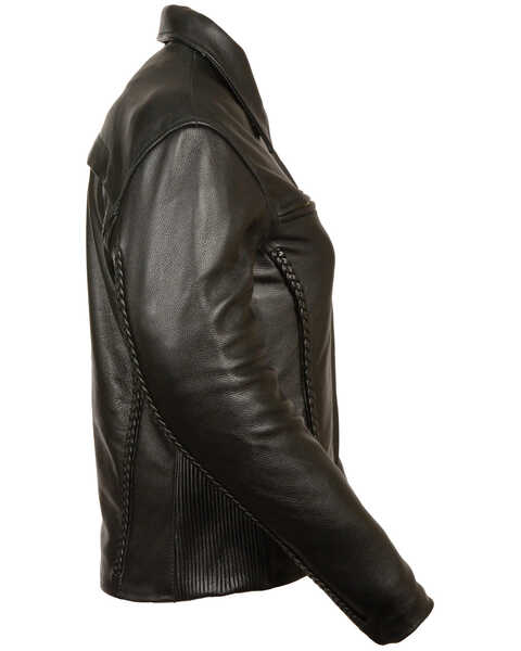 Image #2 - Milwaukee Leather Women's Shirt Collar Braided Leather Jacket - 3X, Black, hi-res