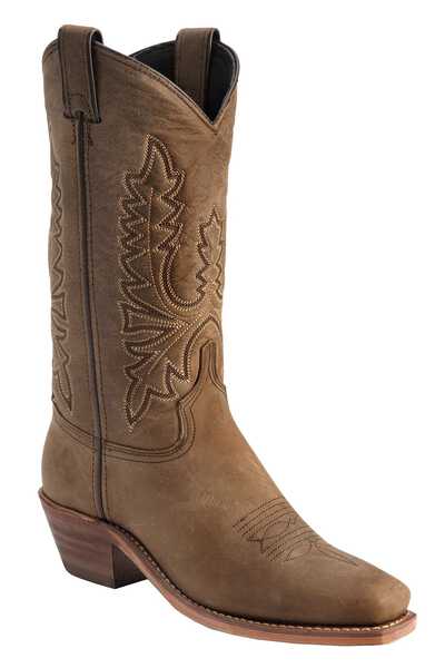 Abilene Oiled Cowhide Cowgirl Boots - Square Toe, Olive, hi-res