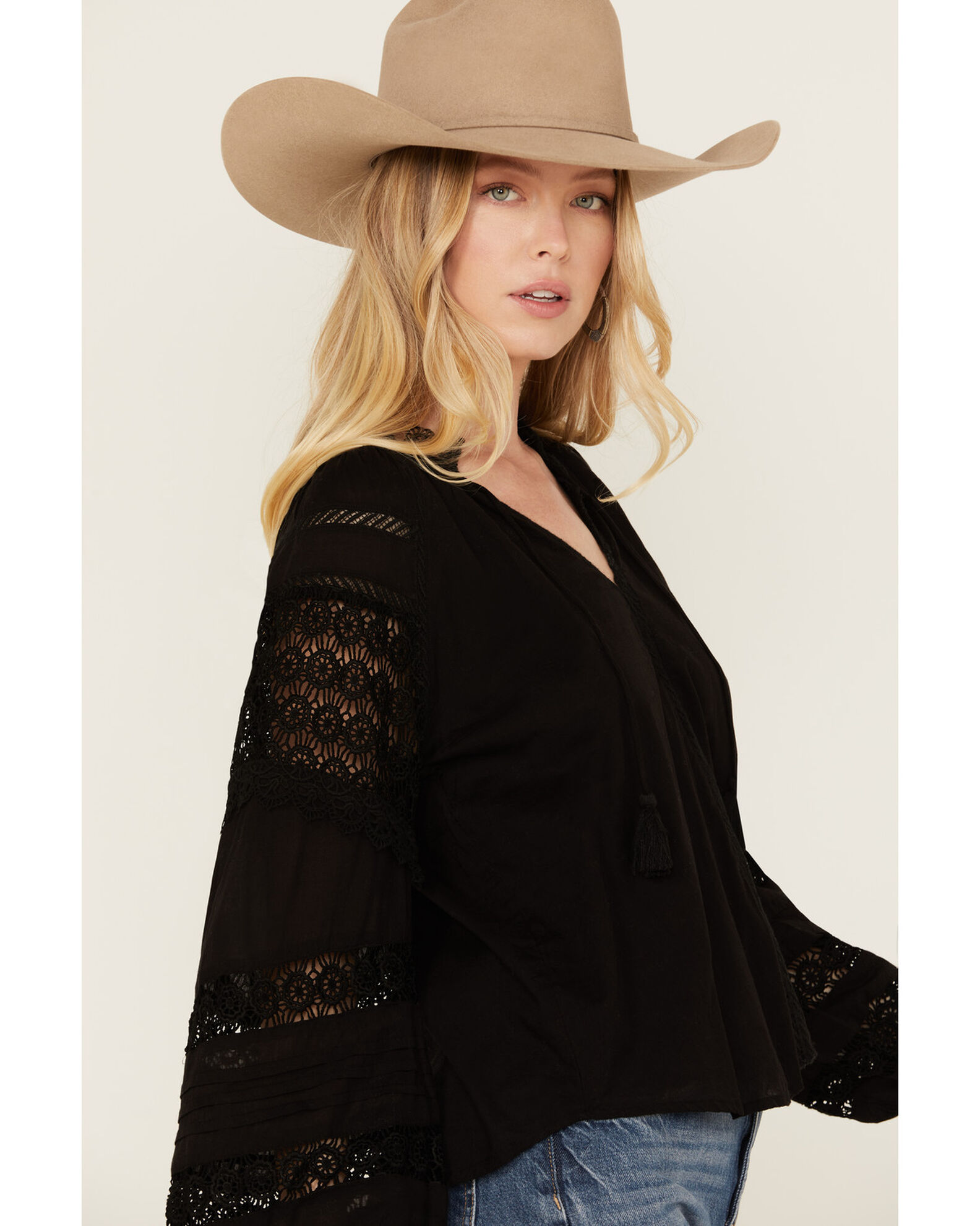 Product Name: Revel Women's Long Sleeve Crochet Trim Top