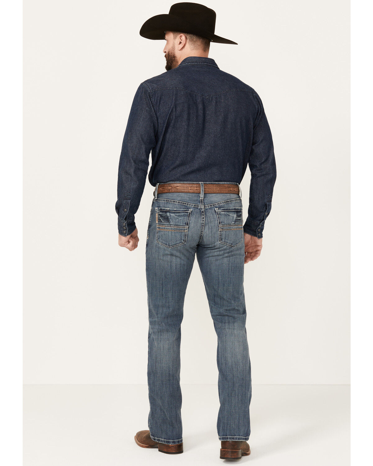 Image #3 - Cinch Men's Ian Medium Stonewash Slim Bootcut Performance Stretch Denim Jeans, Medium Wash, hi-res