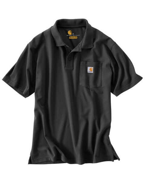 Image #1 - Carhartt Men's Contractor's Pocket Short Sleeve Polo Work Shirt - Big & Tall, Black, hi-res