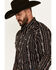 Image #2 - Ely Walker Men's Floral Striped Long Sleeve Pearl Snap Western Shirt, Black, hi-res