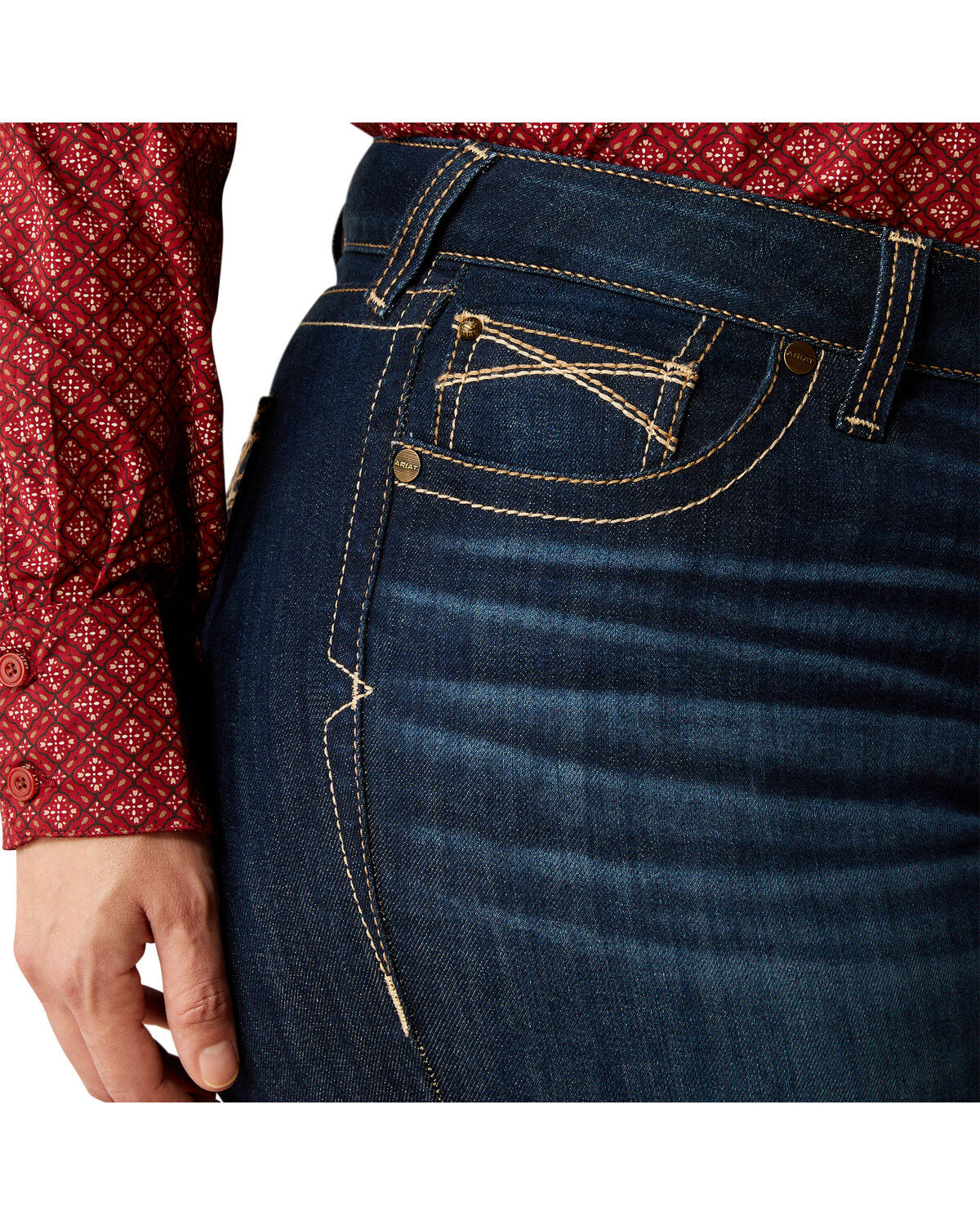 Image #4 - Ariat Women's Lizzie Dark Wash Mid Rise Trouser Stretch Denim Jeans - Plus, Dark Wash, hi-res