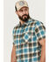 Image #2 - Brothers and Sons Men's Bonner Plaid Print Short Sleeve Button Down Western Shirt, Light Blue, hi-res