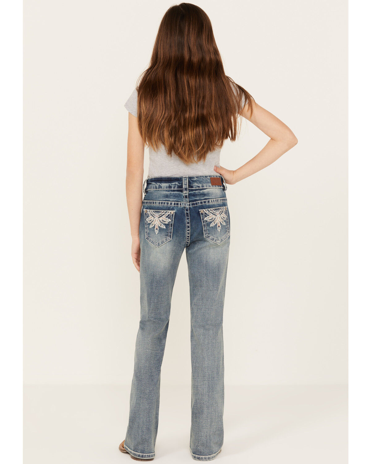 Image #1 - Shyanne Girls' Floral Dreamcatcher Bootcut Jeans, Blue, hi-res