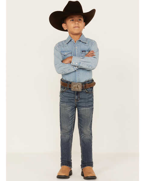 Image #1 - Cody James Little Boys' Blue Roan Straight Slim Jeans, Medium Wash, hi-res