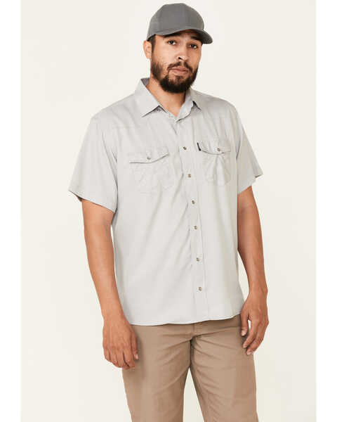 Hooey Men's Solid Habitat Sol Short Sleeve Snap Western Shirt , Grey, hi-res