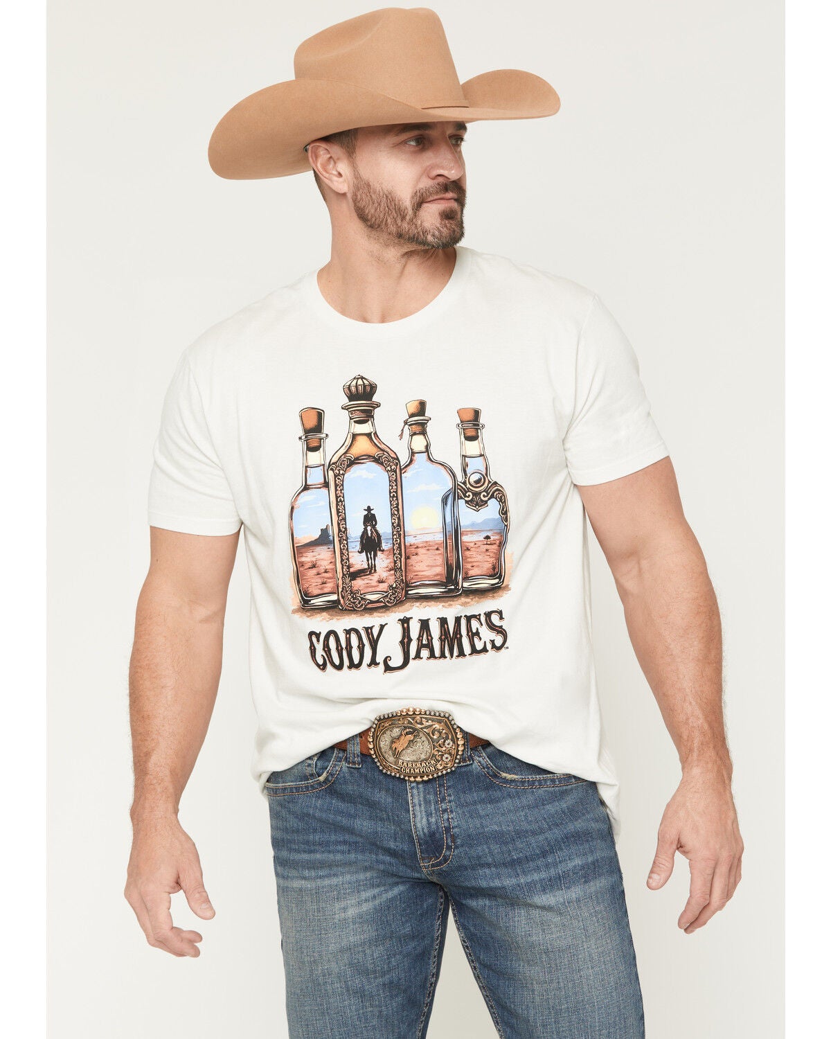 Image #1 - Cody James Men's Tequila Bottles Short Sleeve Graphic T-Shirt, Natural, hi-res