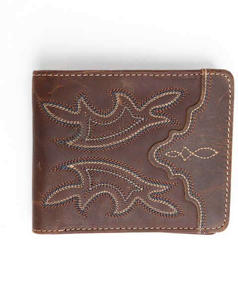 Image #1 - Cody James Men's Stitched Bi-Fold Leather Wallet , Brown, hi-res