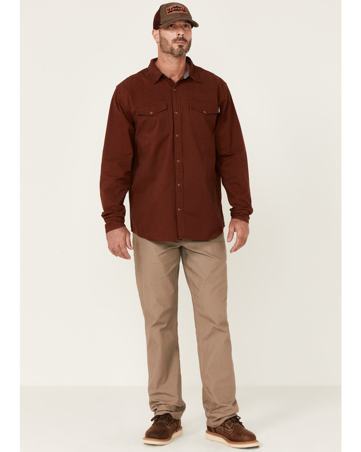 Image #2 - Hawx Men's Solid Mahogany Twill Snap Long Sleeve Work Shirt - Tall, Mahogany, hi-res