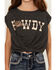 Image #3 - Saints & Hearts Girls' Howdy Tie Front Short Sleeve Graphic Tee, Charcoal, hi-res