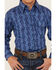 Image #3 - Cowboy Hardware Boys' Tonal Southwestern Print Long Sleeve Pearl Snap Western Shirt, Blue, hi-res