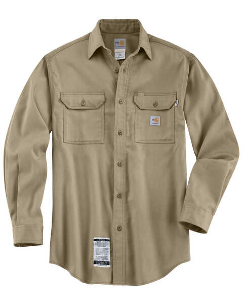 Image #1 - Carhartt Men's FR Work-Dry® Twill Long Sleeve Shirt - Big & Tall, Khaki, hi-res