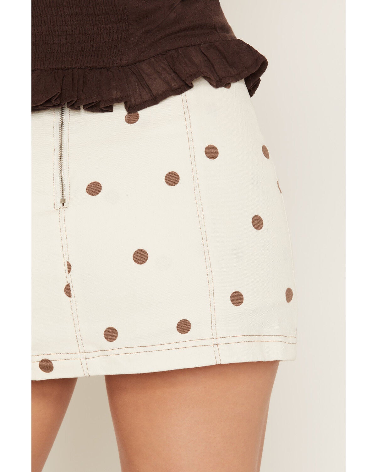 Image #4 - Cleo + Wolf Women's Polka Dot Mini Skort, Ivory, hi-res