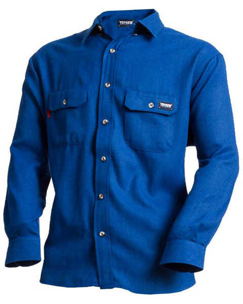 Tecgan Men's Solid FR Long Sleeve Work Shirt - Big , Royal Blue, hi-res