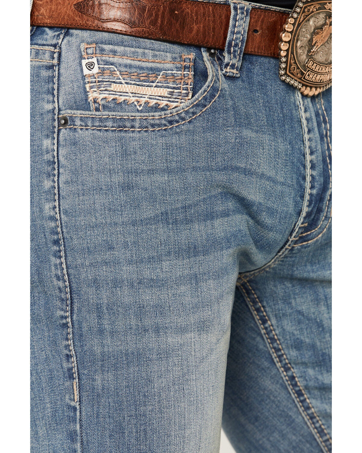 Image #2 - Rock & Roll Denim Men's Revolver Light Wash Slim Straight Stretch Denim Jeans, Light Wash, hi-res