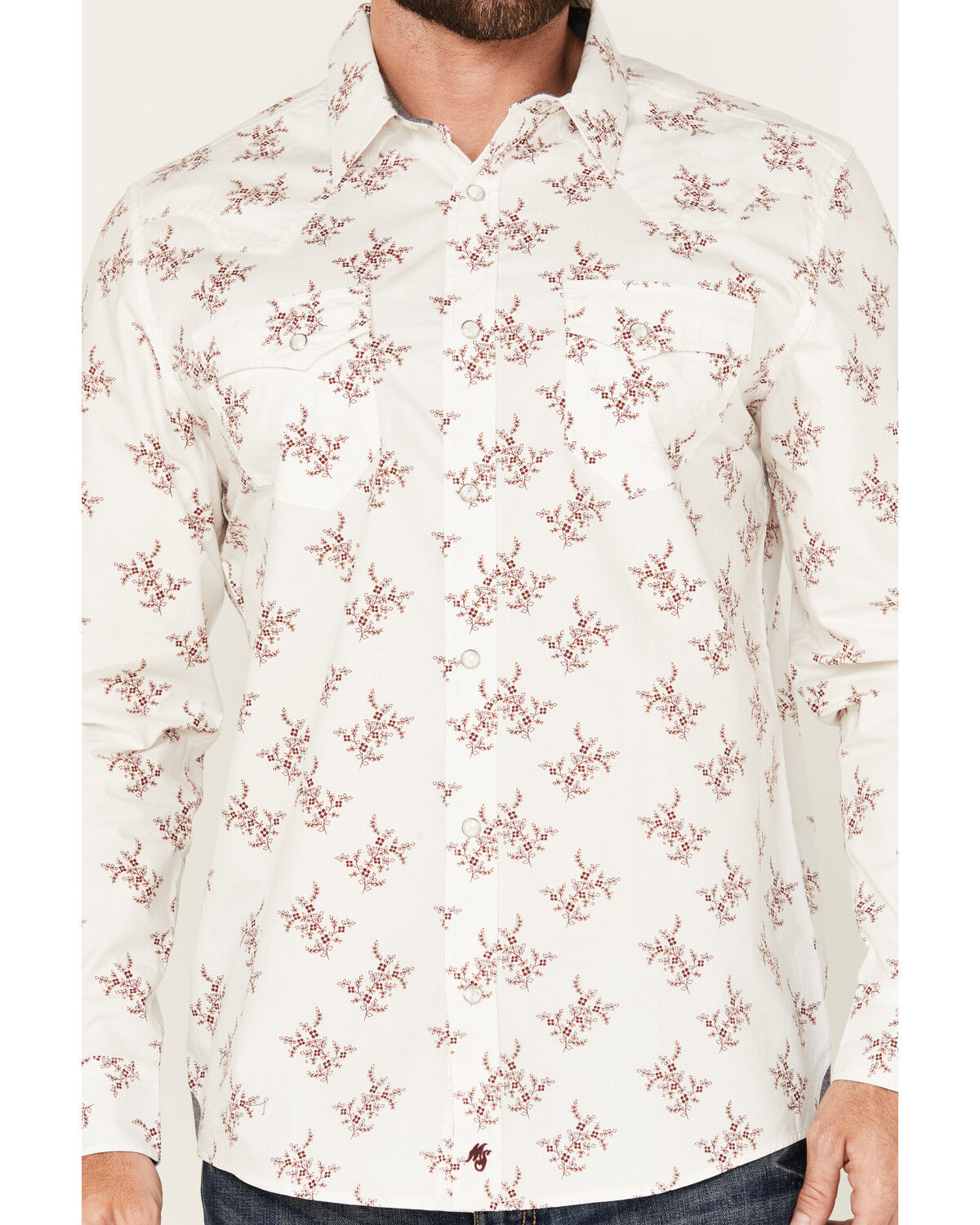Image #3 - Moonshine Spirit Men's In the Light Floral Print Long Sleeve Snap Western Shirt, Cream, hi-res