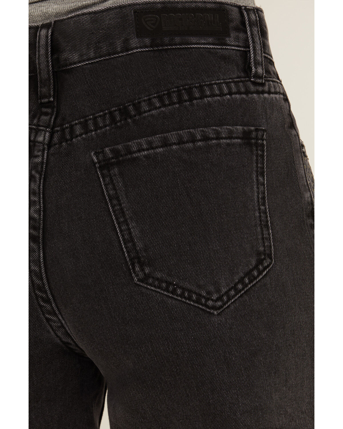 Image #4 - Rock & Roll Denim Women's High Rise Studded Cut Off Shorts, Black, hi-res