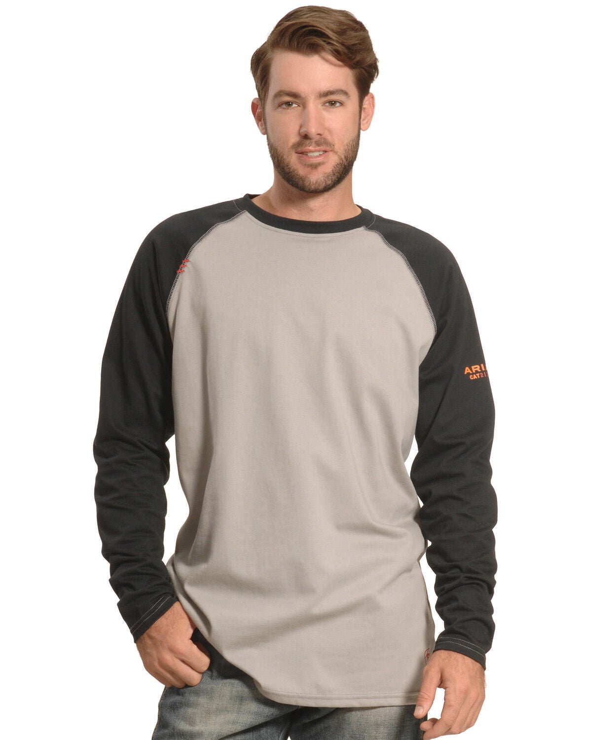 Ariat Men's FR Long Sleeve Baseball Work T-Shirt, Black, hi-res