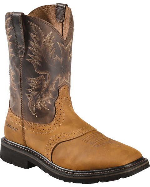 Image #1 - Ariat Men's 10" Sierra Pull On Western Work Boots - Square Toe, Aged Bark, hi-res