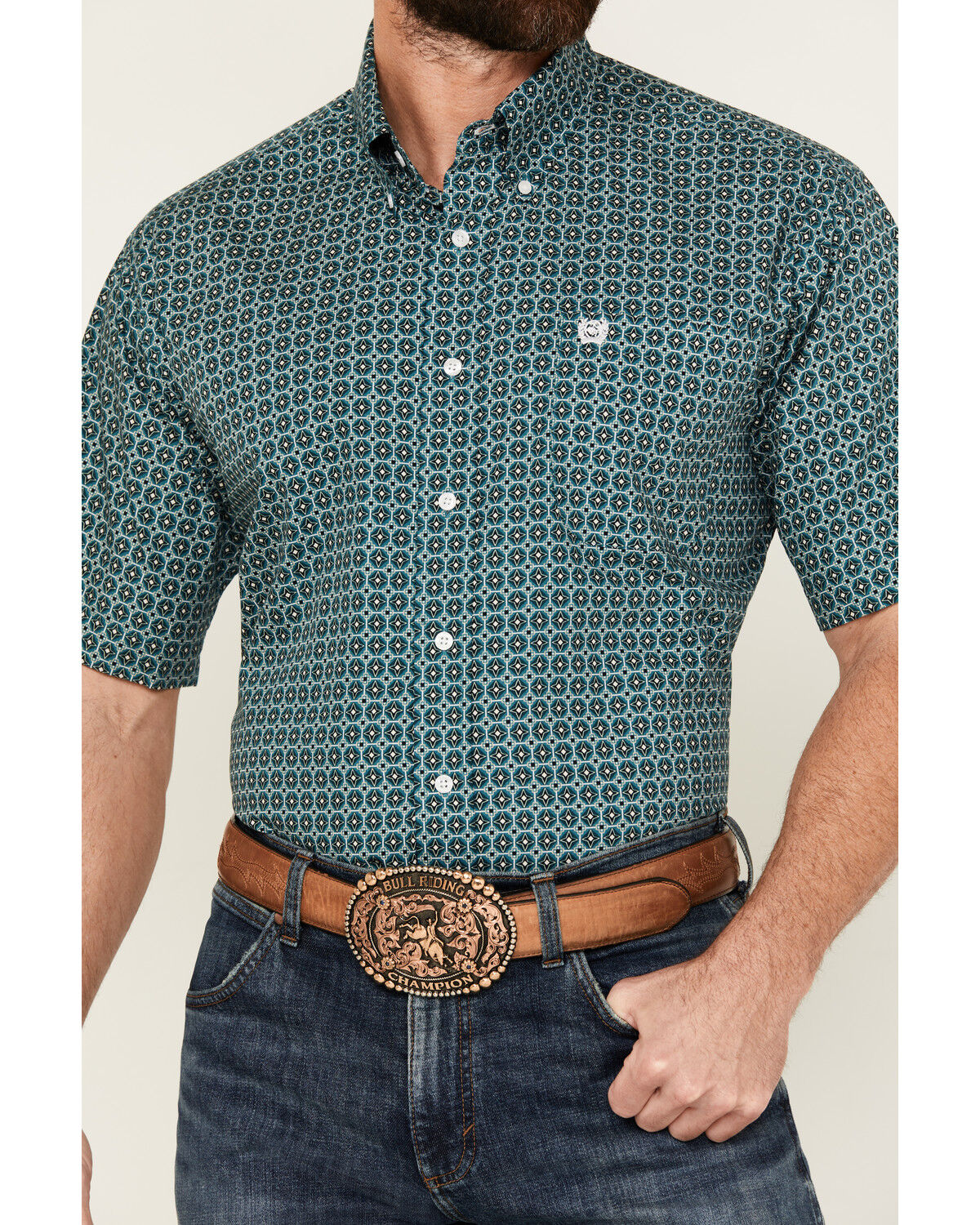Cinch Men's Geo Print Short Sleeve Button-Down Western Shirt