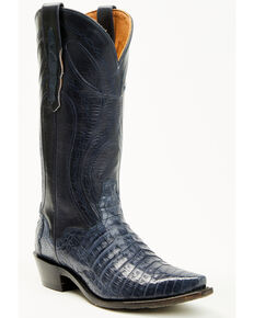 El Dorado Women's Holly Exotic Caiman Tall Western Boots - Snip Toe, Blue, hi-res