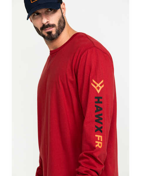 Image #5 - Hawx Men's FR Logo Long Sleeve Work T-Shirt , Red, hi-res