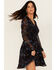 Image #2 - Shyanne Women's Floral Print Long Sleeve Mini Dress, Black, hi-res