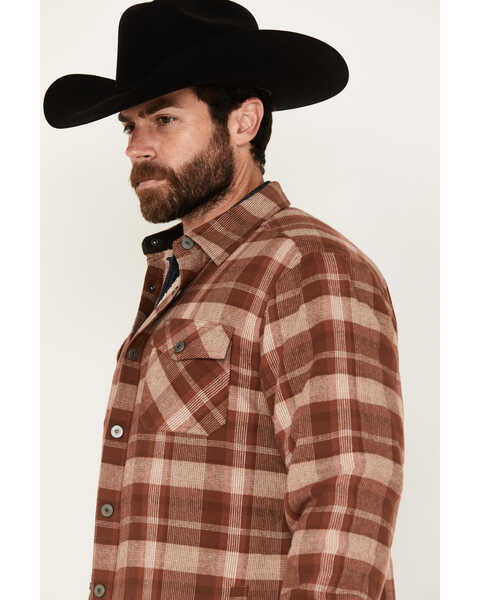 Image #2 - Dakota Grizzly Men's Ivan Plaid Print Sherpa Lined Flannel Shirt Jacket, Rust Copper, hi-res