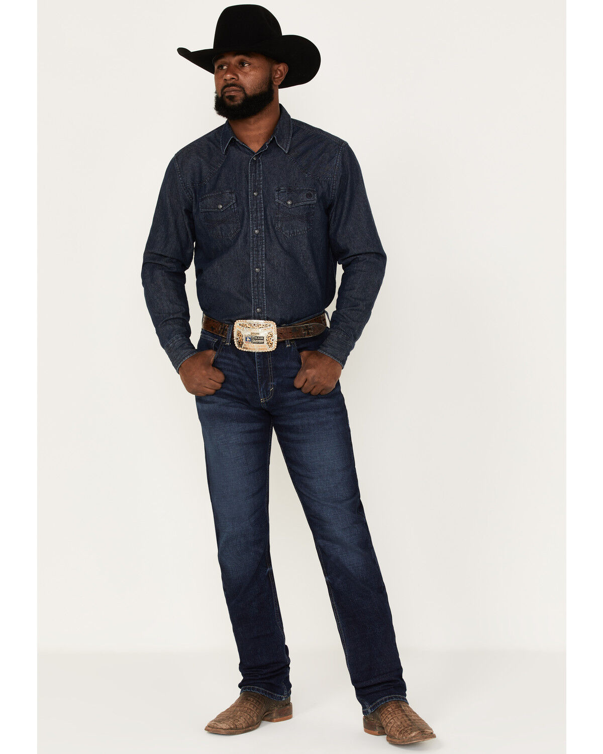 Image #1 - Wrangler 20X Men's Dawn Dark Wash Stretch Slim Straight Jeans, Dark Wash, hi-res