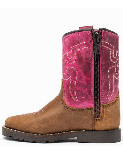 Image #3 - Shyanne Infant Girls' Top Western Boots - Round Toe, Brown/pink, hi-res