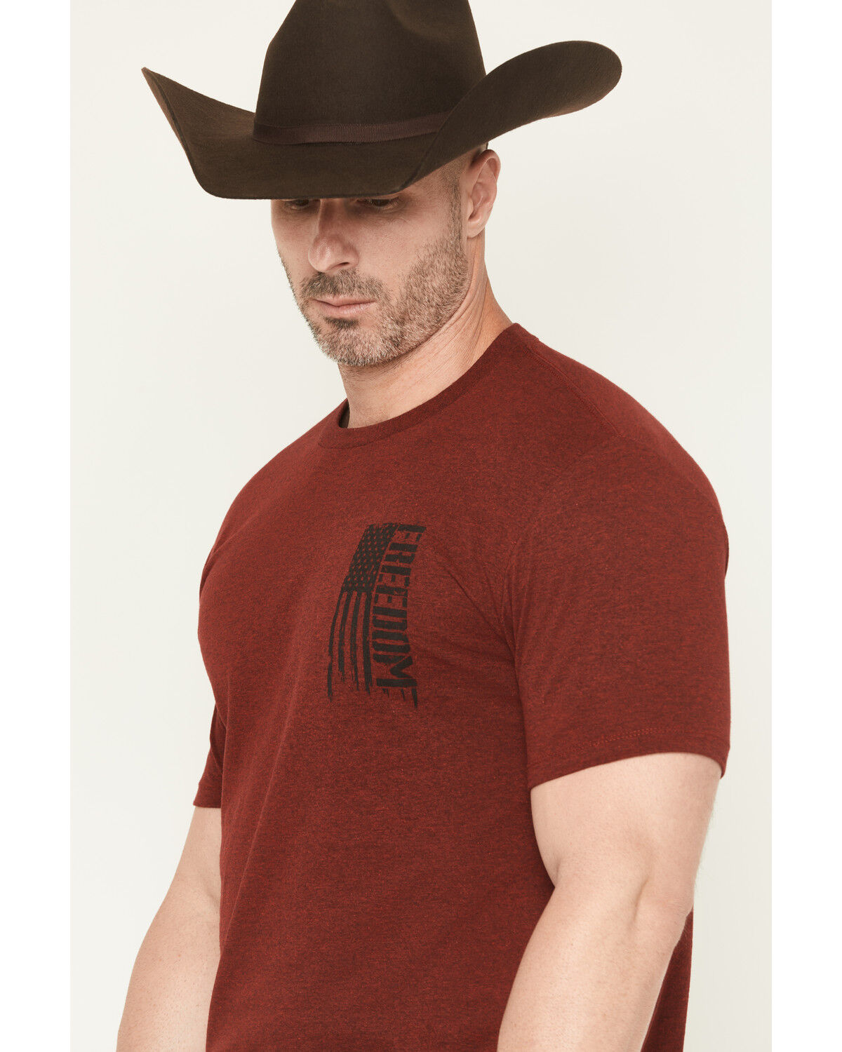 Image #2 - Howitzer Men's Freedom Short Sleeve Graphic T-Shirt, Burgundy, hi-res