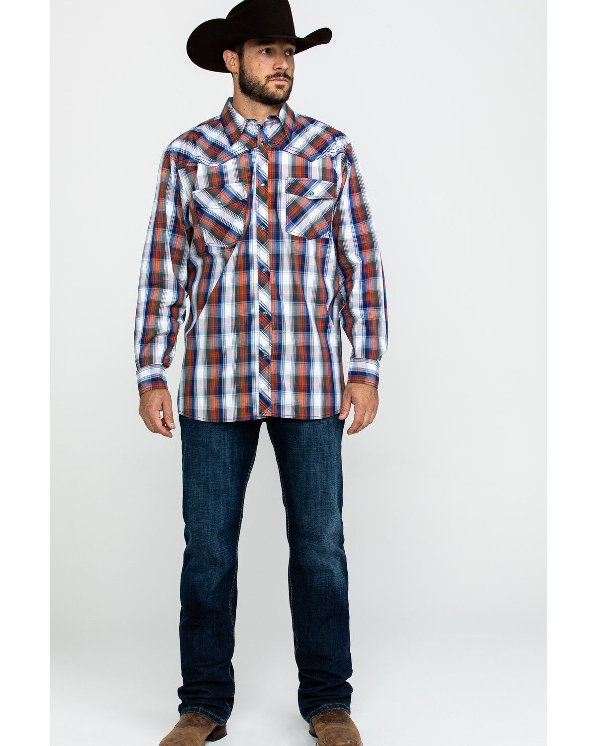 Image #6 - Cowboy Hardware Men's Multi Large Plaid Long Sleeve Western Shirt, , hi-res