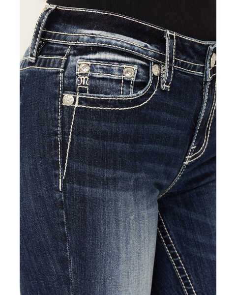 Image #4 - Miss Me Women's Dark Wash Fleur de Lis Bootcut Stretch Denim Jeans , Dark Wash, hi-res