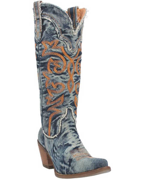 Image #1 - Dingo Women's Texas Tornado Western Boots- Medium Toe , Blue, hi-res