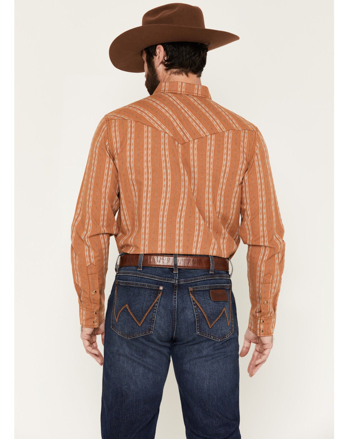 Image #4 - Gibson Trading Co Men's Red Rock Striped Print Long Sleeve Snap Western Shirt - Tall, Rust Copper, hi-res