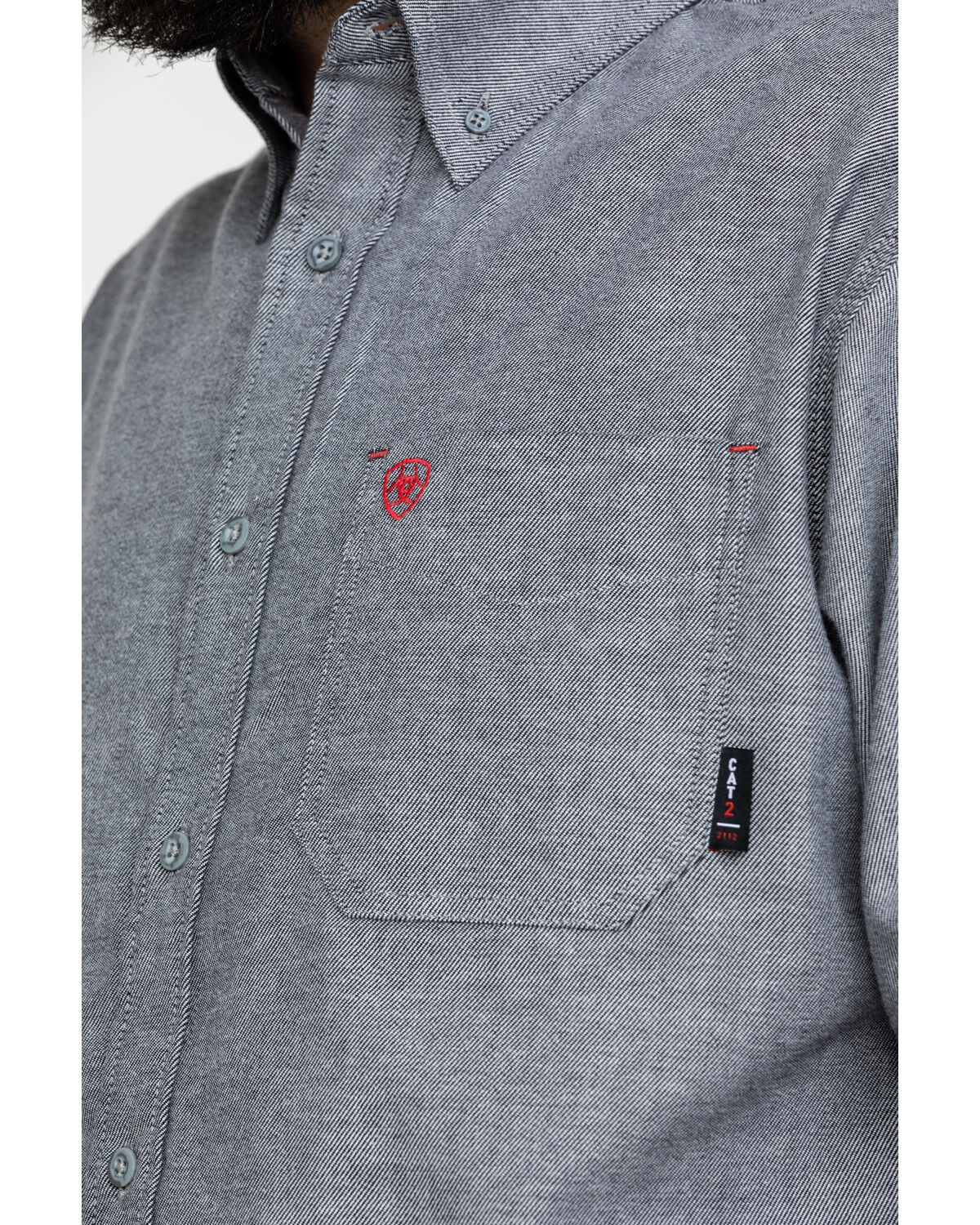 Image #3 - Ariat Men's FR Solid Durastretch Long Sleeve Work Shirt, Navy, hi-res