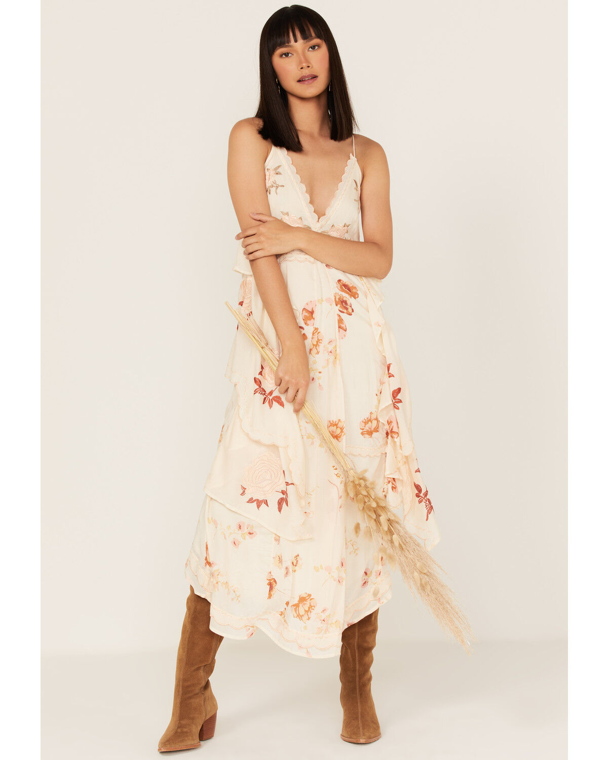 Image #2 - Free People Women's Audrey Embroidered Floral Sleeveless Midi Dress, Ivory, hi-res