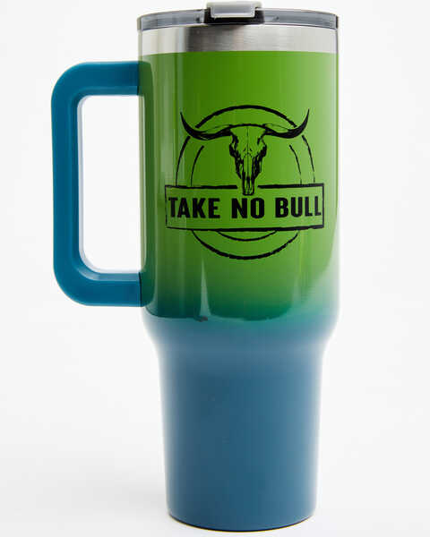 Image #1 - Boot Barn 40oz Take No Bull Tumbler With Handle , Green, hi-res