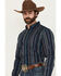 Image #2 - Cody James Men's Blake Striped Long Sleeve Button-Down Stretch Western Shirt, Navy, hi-res