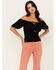 Image #2 - Shyanne Women's Puff Sleeve Smocked Bodice Top, Black, hi-res