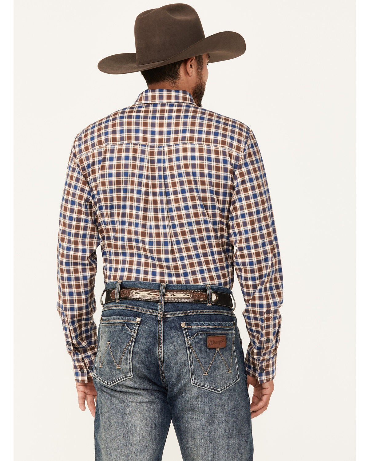 Image #4 - Cody James Men's Hound Dog Plaid Print Long Sleeve Button-Down Western Shirt, Chocolate, hi-res