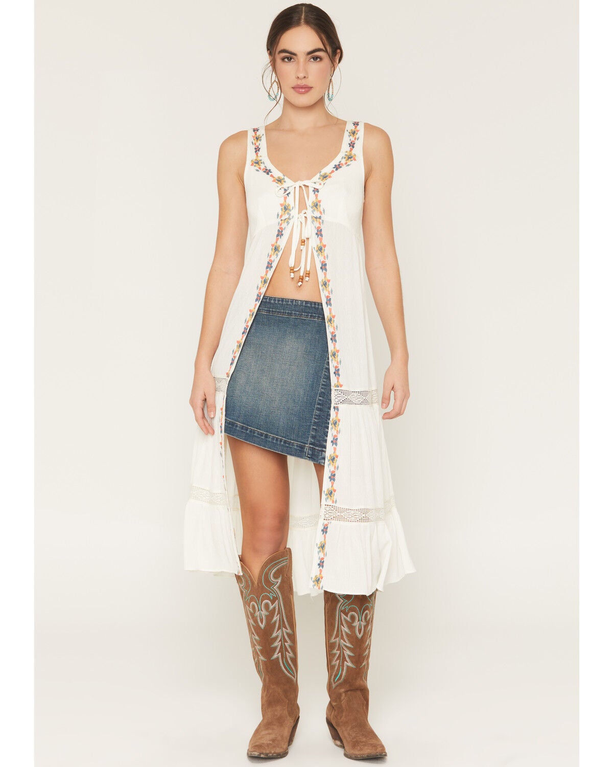 Image #3 - Shyanne Women's Embroidered and Lace Kimono, Cream, hi-res
