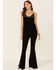 Panhandle Women's Lace Trim Crinkle Inset Cami , Black, hi-res