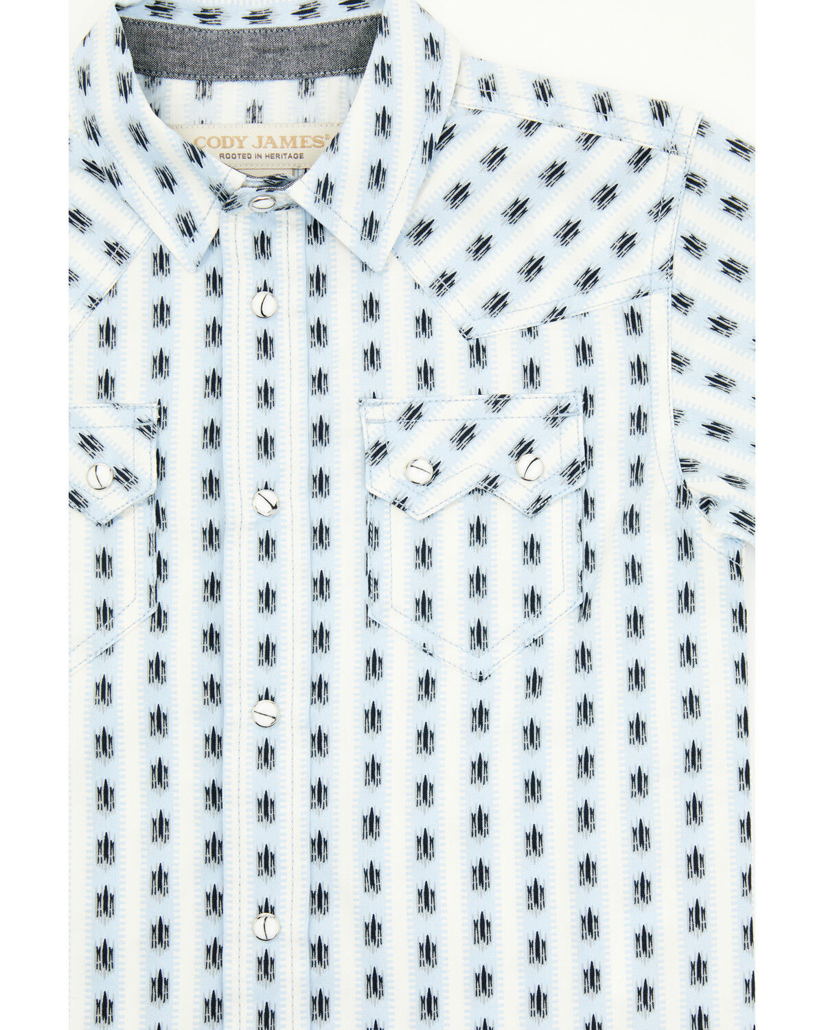 Image #2 - Cody James Toddler Boys' Outlaw Pass Striped Print Short Sleeve Snap Western Shirt, White, hi-res