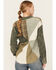 Image #4 - Mystree Women's Plaid Print Color Block Long Sleeve Button-Down Shirt, Green, hi-res
