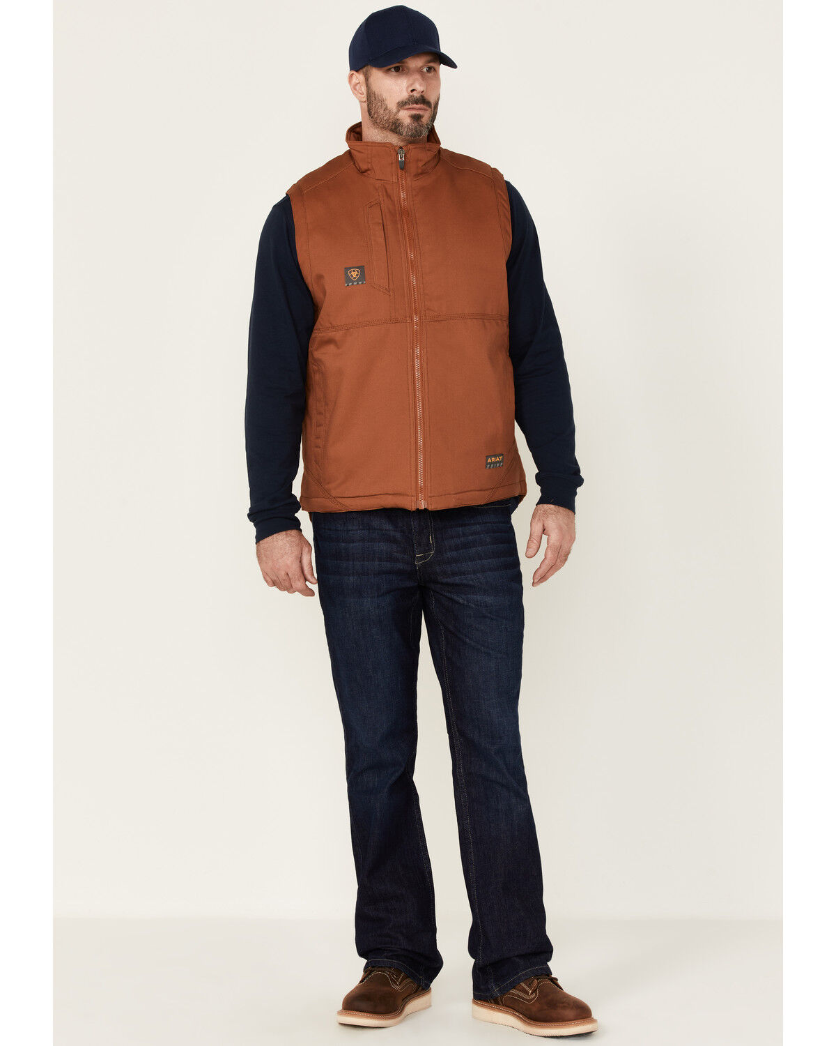 Image #2 - Ariat Men's Rebar Duracanvas Zip-Front Sherpa Work Vest, Brown, hi-res