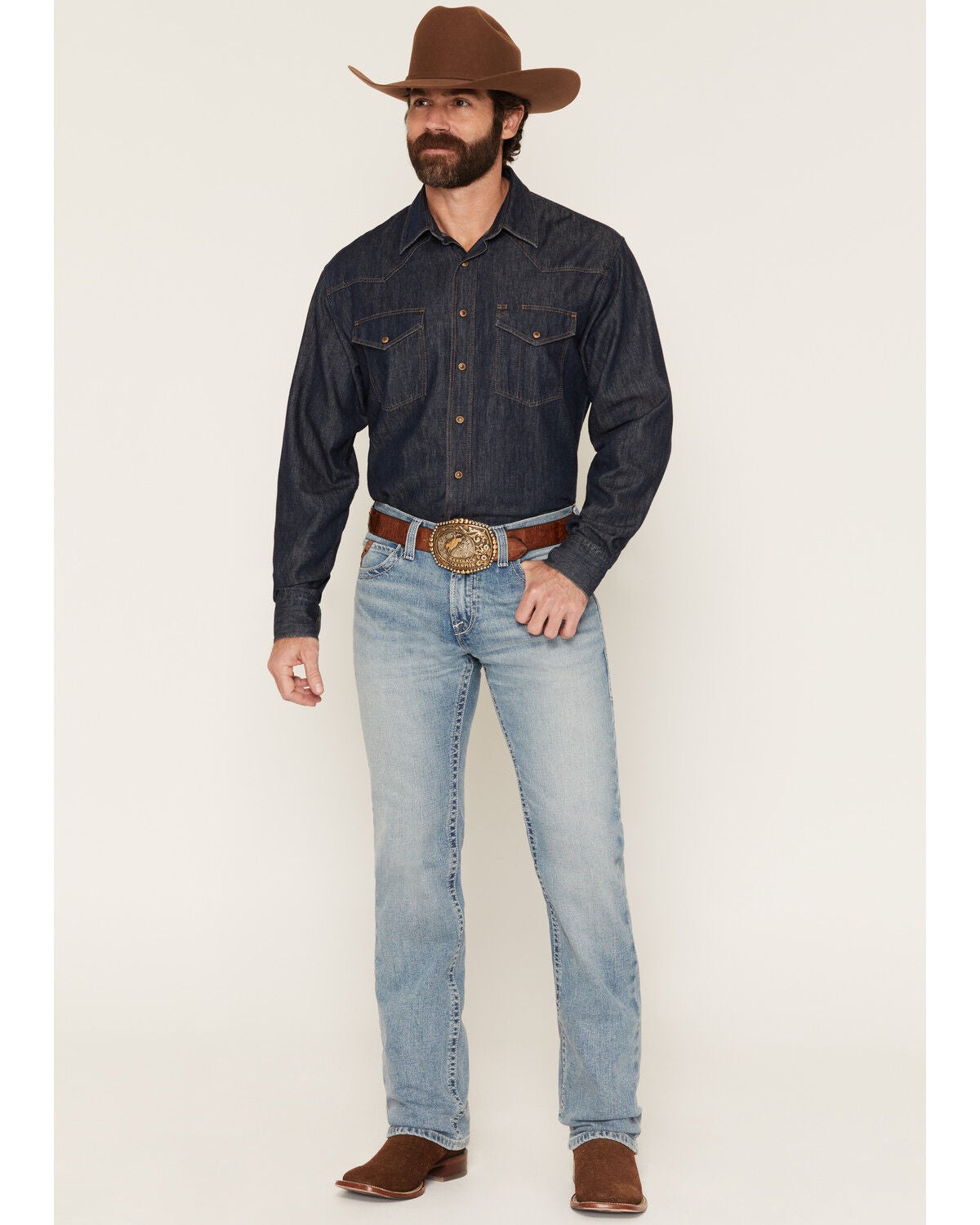 Image #1 - Ariat Men's M7 Light Wash Slim Straight Stretch Denim Jeans, Light Wash, hi-res